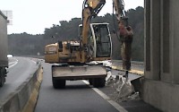 Réfection des glissière béton en pied de pont sur l'A28